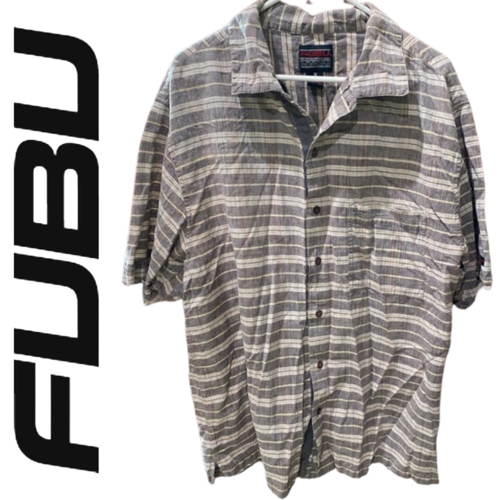 FUBU Short Sleeve Plaid Button Up Shirt
